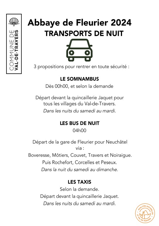 Abbaye de Fleurier - Transports de nuit
