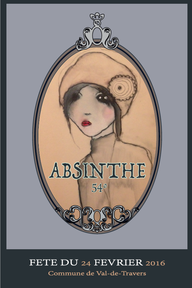 Étiquette de la cuvée d'absinthe communale 2016 créée par Didier Jeanne-Marie Bortolini.