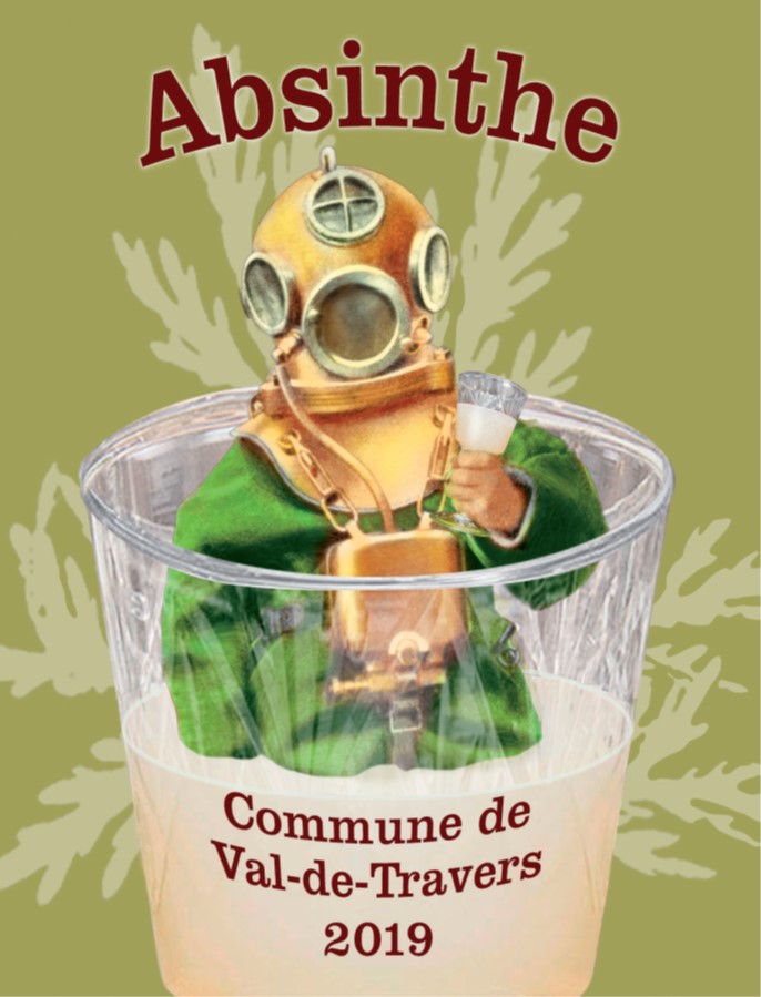 Étiquette de la cuvée d'absinthe communale 2019 créée par Hubert Froidevaux.
