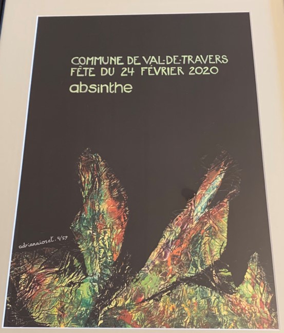 Étiquette de la cuvée d'absinthe communale 2020 créée par Adriana Ioset.