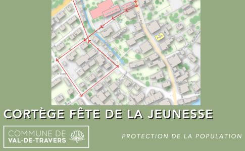 Tracé du cortège de la fête de jeunesse de Couvet