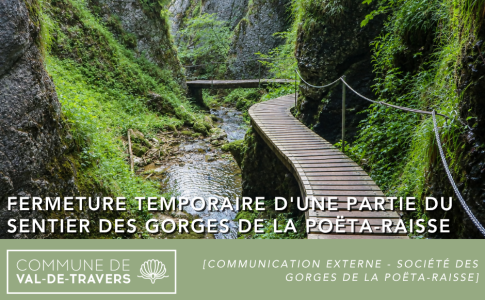 Fermeture temporaire d'une partie du sentier des gorges de la Poëta-Raisse.