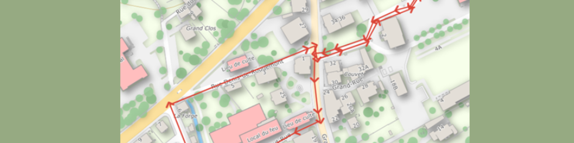 Tracé du cortège de la fête de jeunesse de Couvet