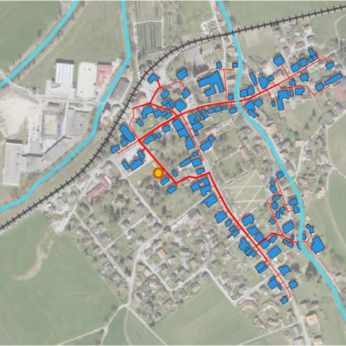 Chauffage à distance de Môtiers - zone de desserte